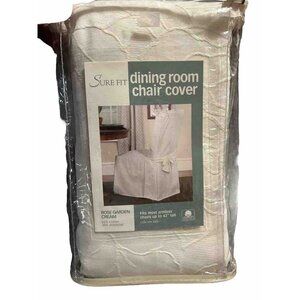 Sure Fit Home Décor Medallion Cream Full Length Dining Room Chair One Piece Slip